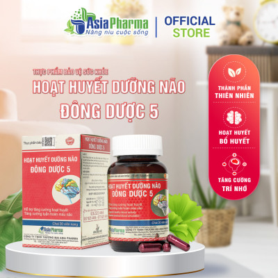 [COMBO 6 HỘP] Viên uống hoạt huyết dưỡng não Đông Dược 5 Asia Pharma hỗ trợ thiểu năng tuần hoàn não - Hộp 30 viên
