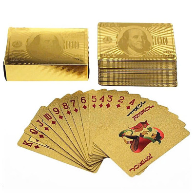 Bộ Bài Tây Poker Mạ Si Vàng Cao Cấp - Tú Lơ Khơ Phủ Nhũ Vàng Chính Hãng – Bộ 54 Lá Bài Tây Pocker Nhựa Dẻo Chống Thấm Nước Chống Gãy