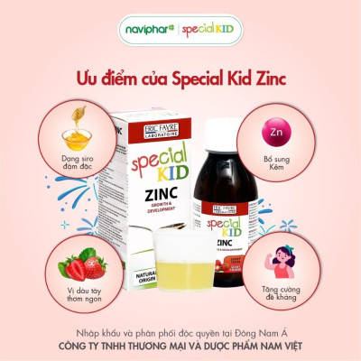 Siro Special Kid Zinc - Bổ sung kẽm cho trẻ đề kháng kém, biếng ăn, kém ăn, tiêu chảy - 125ml - Hàng Chính Hãng