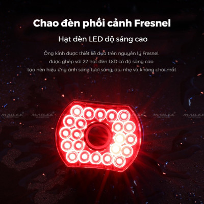 Đèn Đuôi Xe Đạp Thông Minh Cảm Biến Phanh LD-09, 22 bóng LED, tự động tắt khi di chuyển, thời lượng pin lên đến 35h - Mai Lee