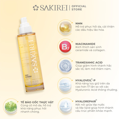Combo Xịt NMN, HA Sakirei & Kem dưỡng da Sakirei NMN Revitalize từ Nhật Bản