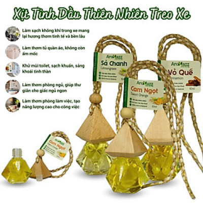 Chai Treo Khử Mùi Ô Tô Treo Tủ Quần Áo Từ Tinh Dầu Thiên Nhiên Sả Chanh, Vỏ Quế , Cam Ngọt Chai 10ml