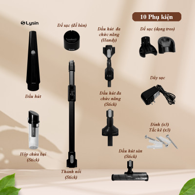 Qrachic - máy hút bụi cầm tay không dây gia đình thông mình dùng pin hai chế độ hút công nghệ hút xoáy cyclonic dùng vệ sinh nhà cửa, xe hơi đa năng không tiếng ồn máy chạy êm hàng chính hãng