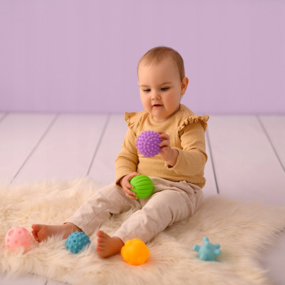 Đồ Chơi Giáo Dục Sớm HUANGER HE0207 Textured Balls - 6 Bóng Gai Cho Bé Từ 6 Tháng Tuổi