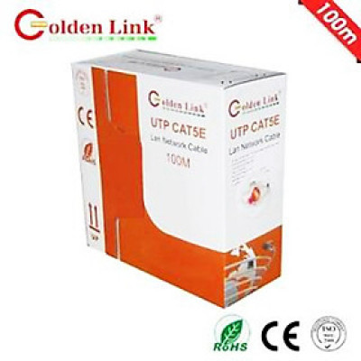 Thùng 100M cáp mạng LAN UTP CAT 5E Golden Link Platinum- (Cam) - Hàng Chính Hãng