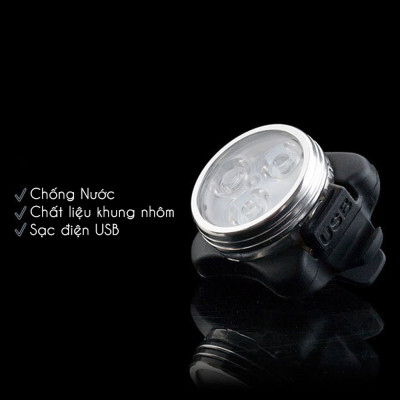 Đèn Hậu Xe Đạp 3 Bóng Đèn Sau Xe Đạp Giúp Cảnh Báo Đạp Xe/Chạy Bộ Ban Đêm Sạc USB Mai Lee