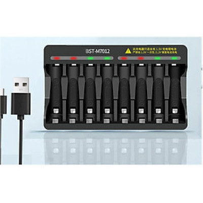 Bộ sạc pin Li-Ion 1.5V 8 cổng sạc được 8 pin AA hoặc AAA cùng lúc sạc nhanh tự ngắt