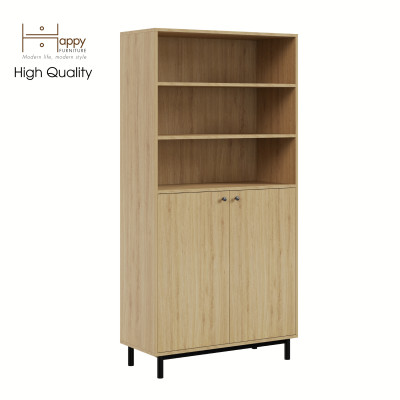 [Happy Home Furniture] CATY , Kệ sách 6 tầng 2 cửa mở - chân sắt ,  90cm x 40cm x 180cm (DxRxC), KSA_016