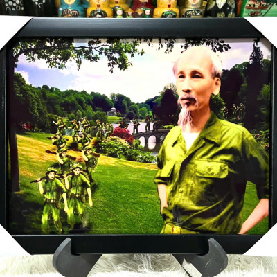 Tranh sơn mài Bác Hồ hàng quân size 30x40 cm