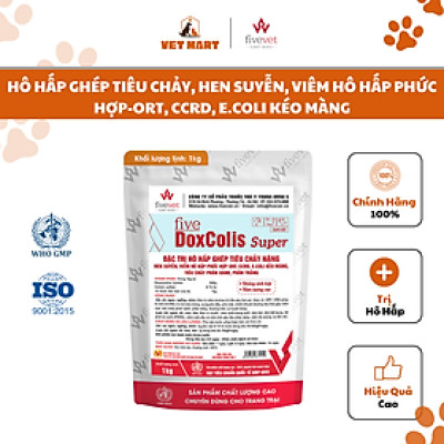 [1KG] Five-DoxColis Super -HÔ HẤP GHÉP TIÊU CHẢY HEN SUYỄN, VIÊM HÔ HẤP PHỨC HỢP-ORT, CCRD, E.COLI KÉO MÀNG