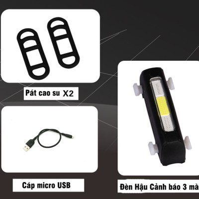 Đèn đuôi xe đạp xanh đỏ cảnh sát COB 120lumens chống nước IPX4 sạc điện FGY306 Mai Lee