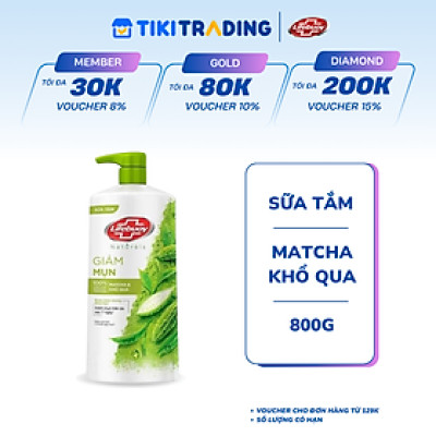 Sữa Tắm Lifebuoy 800gr Detox Và Sạch Sâu Khỏi Bụi Mịn Pm2.5 Detox 100% Từ Thiên Nhiên Diệt Khuẩn - Matcha & Khổ Qua