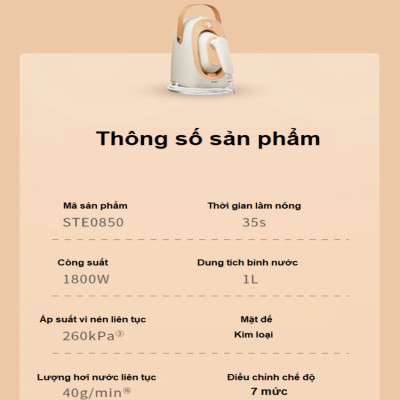 Bàn là, ủi hơi nước cầm tay công suất lớn 1800W thương hiệu Philips STE0850/50 - Hàng nhập khẩu