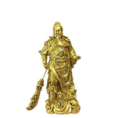 Tượng Quan công đứng size nhỏ CTQ6 15.5 x 12.6 x 30cm mạ vàng hoặc màu xanh lựa chọn