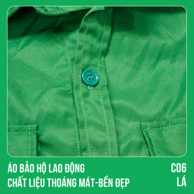 Áo bảo hộ lao động, chất liệu thoáng mát, bền đẹp - Mã C06 (Lá)