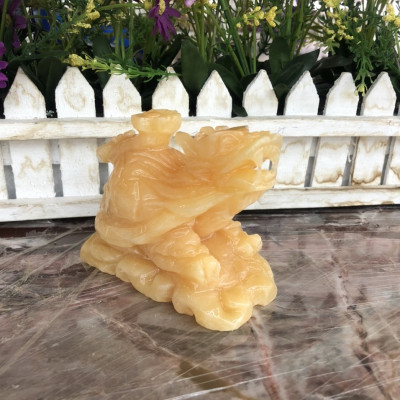 Tượng Long Quy - Rùa đầu Rồng phong thủy đá ngọc hoàng long đặt bàn thờ, bàn làm việc - Dài 10 cm