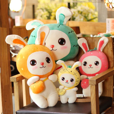 Gấu bông thỏ đầu trái cây đeo túi siêu mềm dễ thương (40cm) vải miniso mềm mại êm ái hàng cao cấp, an toàn cho trẻ nhỏ