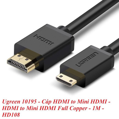 Ugreen UG10195HD108TK 1M màu Đen Cáp chuyển đổi Mini HDMI sang HDMI thuần đồng - HÀNG CHÍNH HÃNG