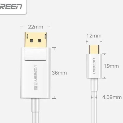 Ugreen UG40420MM139TK 1.5M màu Trắng Cáp chuyển đổi TYPE C sang DISPLAYPORT dương - HÀNG CHÍNH HÃNG