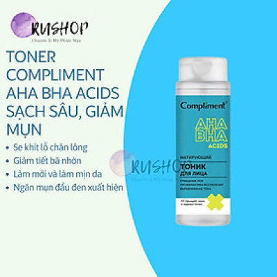 Toner Compliment AHA BHA acids sạch sâu, giảm mụn, se khít chân lông (XANH) 200ml