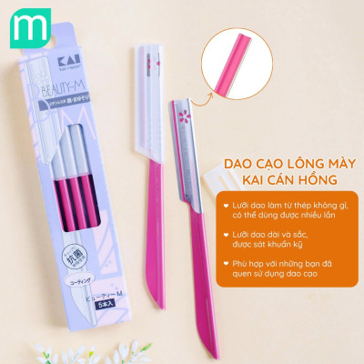Dao Cạo Lông Mày Cán Dài Lưỡi Dao Thép không Gỉ Kai Beauty M-07422