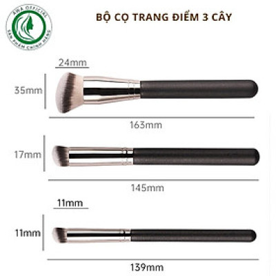 Cọ Che Khuyết Điểm 3 Cây, bộ cọ trang điểm 3 cây, bộ cọ Đầu Tròn Nhỏ 370, Cọ che khuyết điểm tròn 270, Cọ đánh phấn nền tròn Che Khuyết Điểm