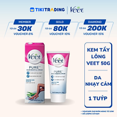 [MỚI] Kem tẩy lông Veet cho da nhạy cảm 50g, công thức Pure cải tiến