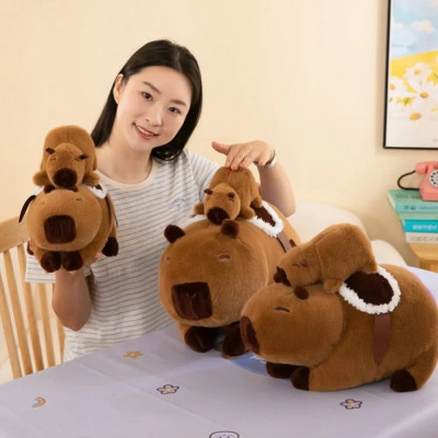 Thú nhồi bông capybara mẹ cõng con đáng yêu - Size từ 30cm đến 50cm - Móc khoá gấu bông Capybara.