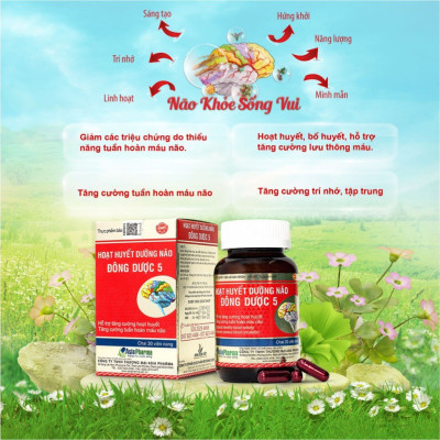 [COMBO 15 HỘP] Viên uống hoạt huyết dưỡng não Đông Dược 5 Asia Pharma hỗ trợ thiểu năng tuần hoàn não - Hộp 30 viên