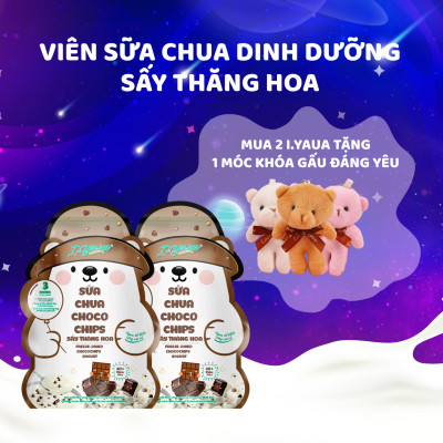 Sữa Chua Sấy Thăng Hoa IYaua Gấu Hạt Nút Vị CHOCO CHIPS Túi 16G - Snack Ăn Vặt Sấy Thăng Hoa