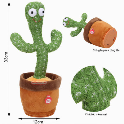 Cây xương rồng KG72 nhồi bông có nhạc, biết nhảy biết múa và nhại tiếng, dễ dàng sử dụng và an toàn cho bé có nhạc 120b- Hàng chính hãng