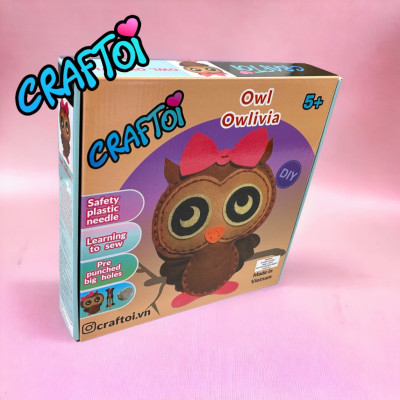 KIM NHỰA Bộ Thủ Công Trẻ Tự Làm Thú Bông 5+ OWL OWLIVIA Craftoi Felt Sewing toy prepunched holes plastic needle