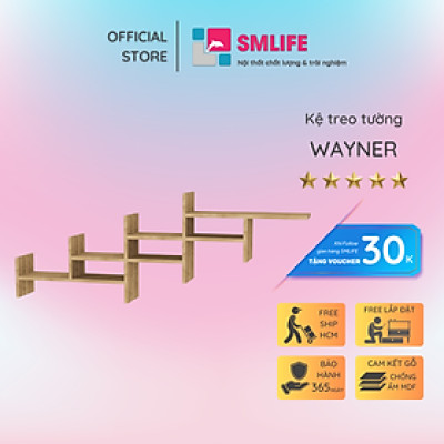 Kệ sách treo tường gỗ công nghiệp hiện đại SMLIFE Wayner