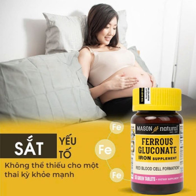 Viên uống bổ sung Sắt Hữu Cơ Mason Ferrous Gluconate 50 Viên/Hộp
