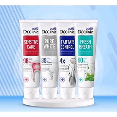 Kem Đánh Răng Hàn Quốc  2080 DR.CLINIC Đánh Bay Mảng Bám, Giảm Ê Buốt, Ngăn Ngừa Hơi Thở Có Mùi 125gr