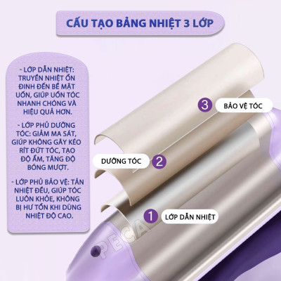 Máy uốn tóc sóng Kemei KM-3119 ion âm điều chỉnh 6 mức nhiệt độ phù hợp với mọi loại tóc - Hàng chính hãng