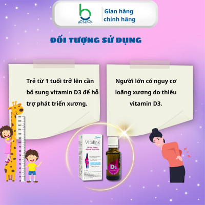 Dung Dịch Nhỏ Giọt Vitalink D3 Drop Bổ Sung Vitamin D3, Hỗ Trợ Xương Chắc Khỏe cho trẻ từ 1 tuổi