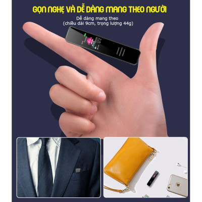 ROGTZ - Máy ghi âm kỹ thuật số AZONE T68, 8GB, Pin sạc, Thiết kế hiện đại, Chất liệu cao cấp, Loại bỏ tạp âm, Dung lượng pin cao, Nhiều tính năng thông minh, Nghe nhạc MP3, Lặp lại, Phát ngẫu nhiên, Hẹn giờ tự động, Bộ nhớ trong 8GB, Hàng Chính Hãng