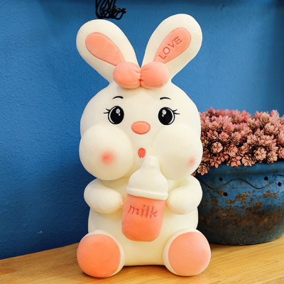 Gấu Bông Thỏ Ôm Bình Sữa - Thỏ Nhồi Bông Cao Cấp