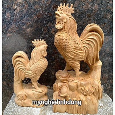 Tượng con gà trống phong thủy bằng gỗ ngọc am thơm nức kt cao 30x15x9cm 