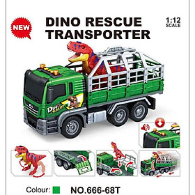 TOYSTAR - 666-68T Mô hình đồ chơi xe vận chuyển Khủng long tỉ lệ 1:10 có âm thanh và đèn (KT 31x12x17cm)