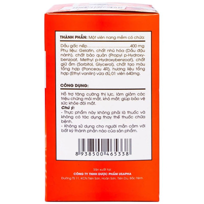 Dầu Gấc Tuệ Linh hỗ trợ bảo vệ sức khỏe đôi mắt, tăng cường thị lực hộp 60 viên