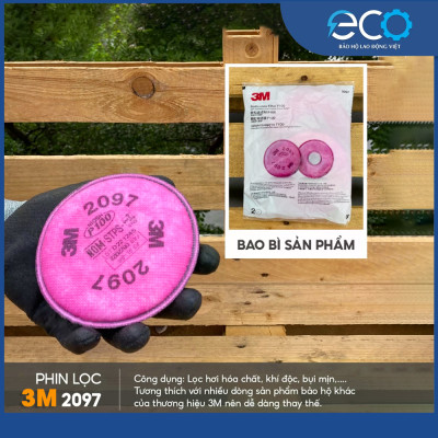 Bộ mặt nạ phòng độc 3M 7502 kèm phin 2097 lọc bụi mịn, chống hơi độc, khí hàn cắt đúc kim loại
