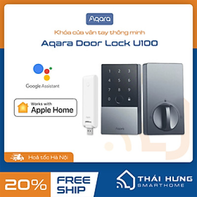 Khóa cửa thông minh Aqara U100, Tích hợp vân tay, hỗ trợ HomeKey, Homekit