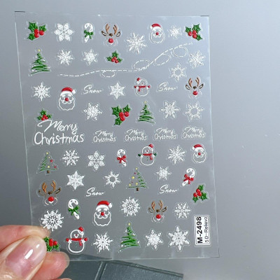 Hình Dán Móng Sticker Ông Già Noel 5D Làm Nail Siêu Xinh, Miếng Dán Móng Hình Giáng Sinh, Bông Tuyết, Tuần Lộc
