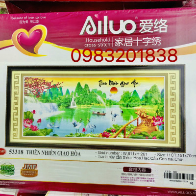Tranh thêu chữ thập thiên nhiên giao hòa (151*71cm) chưa thêu AL53318 hàng hộp