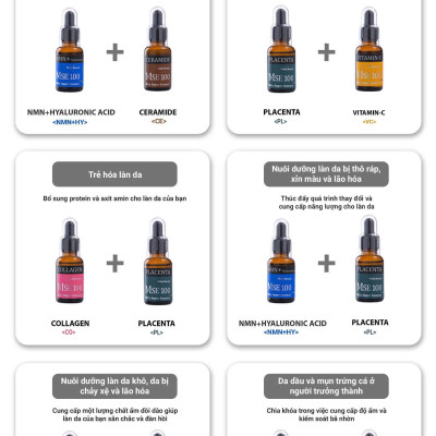Bộ quà tặng MSE100 tinh chất nhau thai tái sinh Placenta 30ml + MSE100 tinh chất mờ nám sáng da Vitamin C 30ml - Mōly Beauty