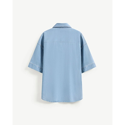 Áo Sơ Mi Jean Unisex ROUTINE 100% Cotton Trơn Form Loose - 10S24DSHU001R1 | LASTORE MENSWEAR