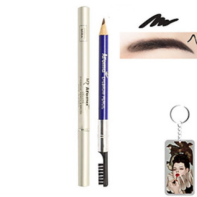 Chì vẽ mày sắc nét Aroma Eyebrow Pencil Hàn Quốc No.11 Balck tặng kèm móc khoá