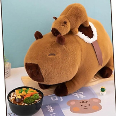 Thú nhồi bông capybara mẹ cõng con đáng yêu - Size từ 30cm đến 50cm - Móc khoá gấu bông Capybara.